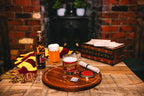 Butterbeer candle with a fireplace